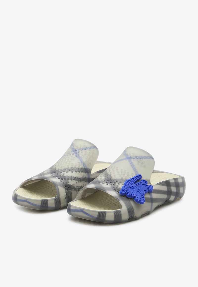 Burberry Stingray Checked Slides Beige 8088962--B9629