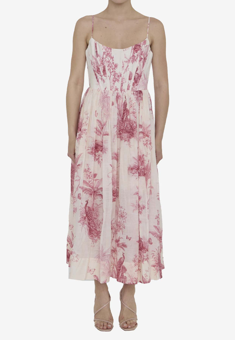 Waverly Printed Corset Midi Dress