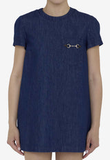 Gucci Horsebit Mini Denim Dress 788643-XDCYD-4759 Blue