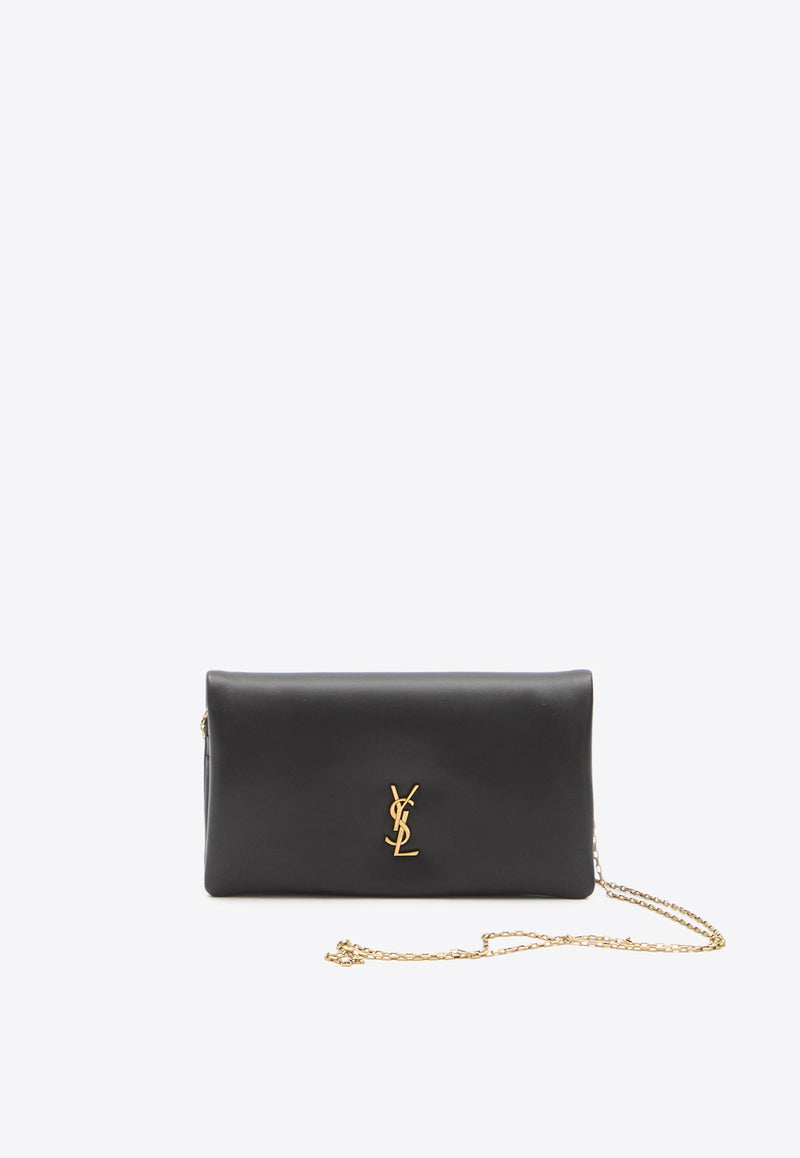 Saint Laurent Cassandre Calf Leather Chain Clutch Black 790497-AACX7-1000