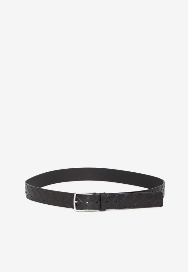 Bottega Veneta Intrecciato Leather Belt 609182-V3IM1-8803 Black