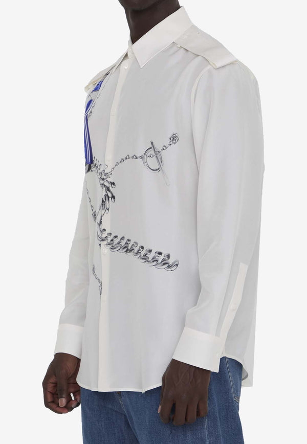 Burberry Knight Hardware Silk Shirt 8088337--B9594 White