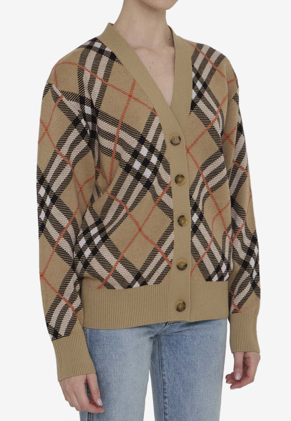 Burberry V-neck Check Cardigan 8093491--B9368 Beige