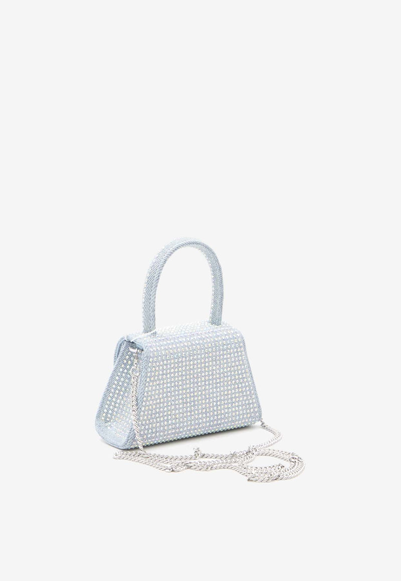 Self-Portrait Micro Crystal-Embellished Bow Top Handle Bag PF24323MU--BLUE Blue