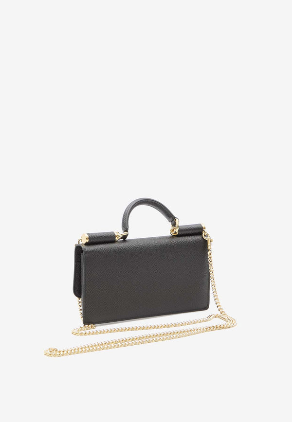 Dolce & Gabbana Mini Top Handle Bag in Dauphine Leather BI3280-A1001-80999 Black