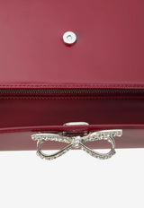 Self-Portrait Crystal-Embellished Bow Baguette Bag PF24309R--BURGUNDY Bordeaux