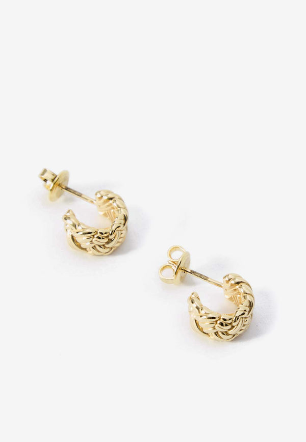 Bottega Veneta Intreccio Hoop Earrings 795574-VAHU0-8120 Gold