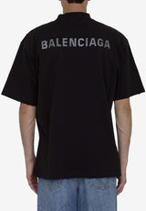 Balenciaga Distressed Rhinestone Logo T-shirt 764235-TOVJ6-1083 Black