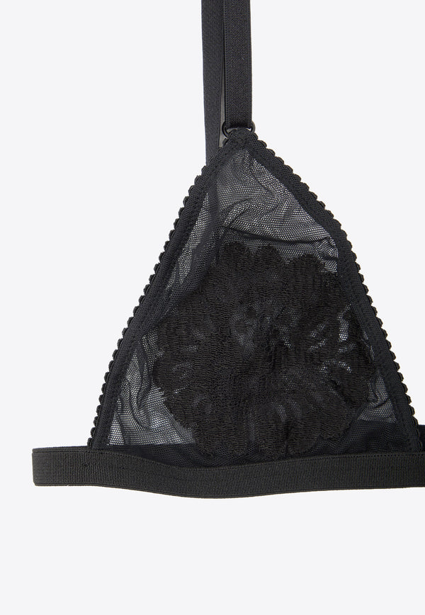 Dolce & Gabbana Floral Tulle Triangle Bra Black O1G24T-ONQ79-N0000