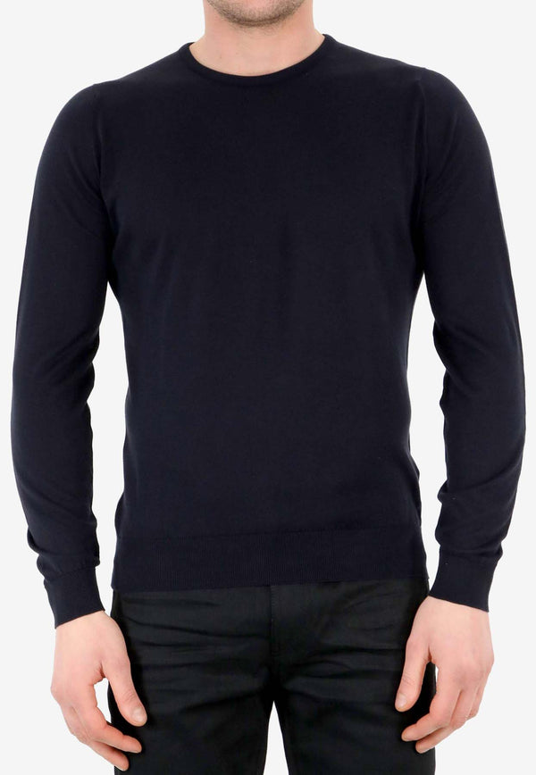 John Smedley Hatfield Crewneck Sweater Blue HATFIELD--NAVY