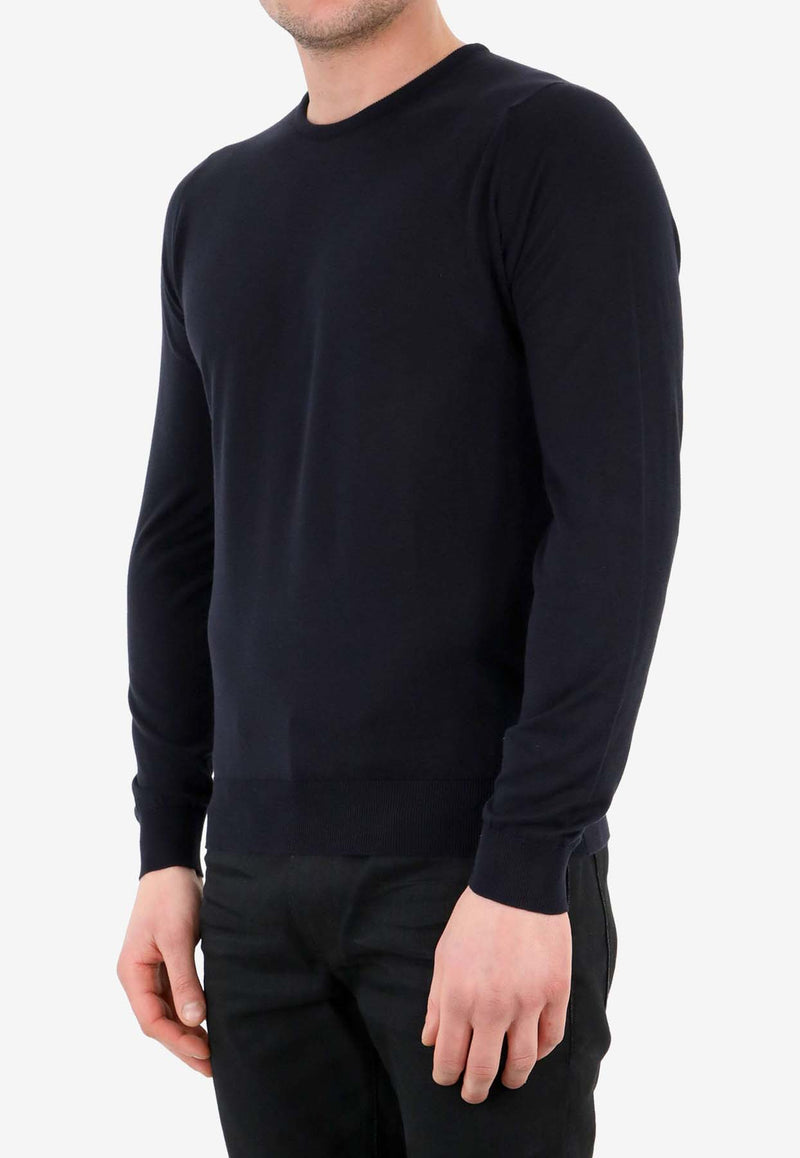 John Smedley Hatfield Crewneck Sweater Blue HATFIELD--NAVY