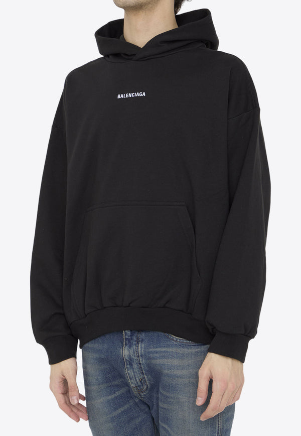 Balenciaga Logo Print Hooded Sweatshirt Black 767877-TQVM9-1083