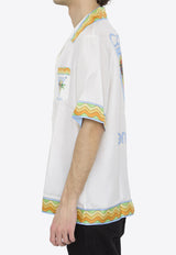 Casablanca Afro Cubism Tennis Club Bowling Shirt White MS24-SH-003-09--