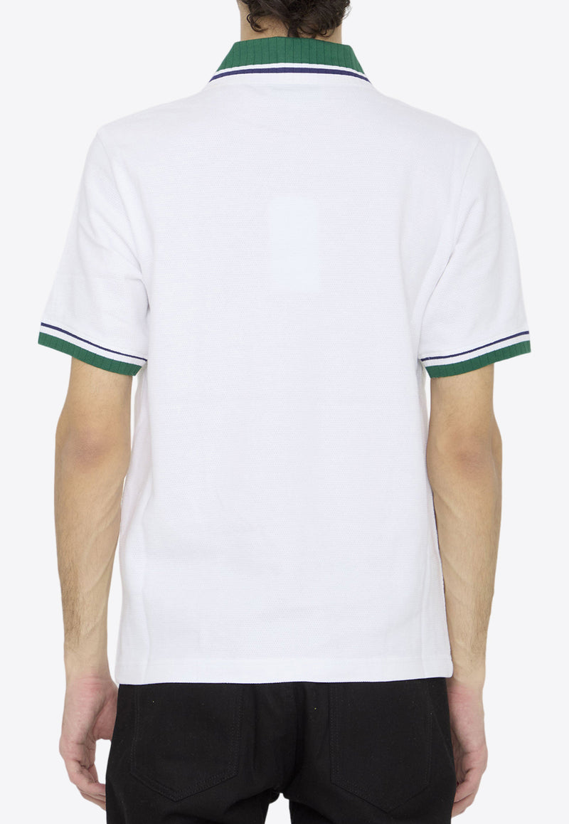 Casablanca Logo Patch Cotton Pique Polo T-shirt White MS24-JTP-242-01--