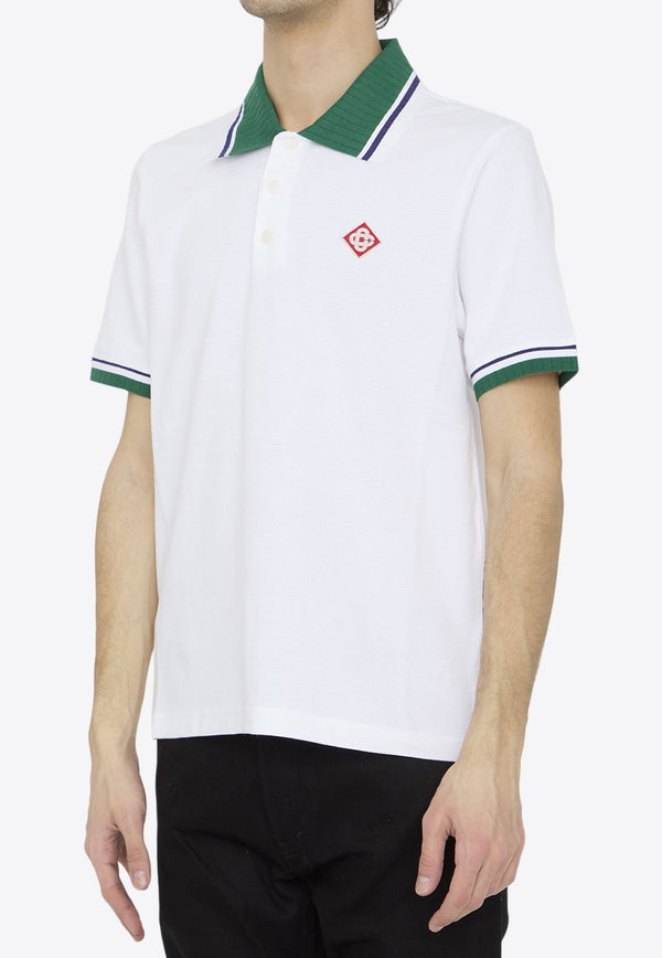 Casablanca Logo Patch Cotton Pique Polo T-shirt White MS24-JTP-242-01--