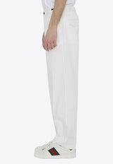 Gucci GG-Embroidered Pants with Web-Stripe White 762149-ZAJ3D-9198