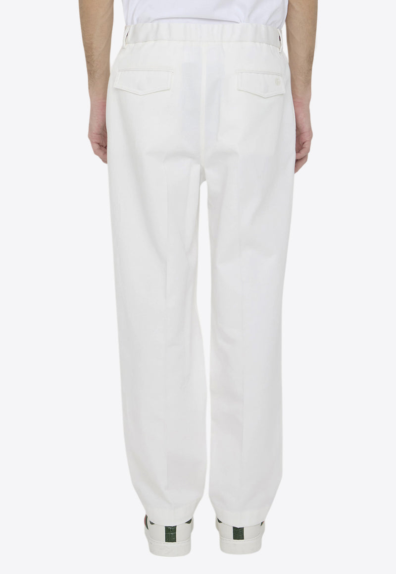 Gucci GG-Embroidered Pants with Web-Stripe White 762149-ZAJ3D-9198