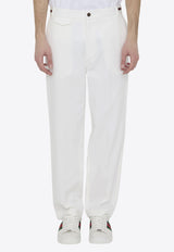 Gucci GG-Embroidered Pants with Web-Stripe White 762149-ZAJ3D-9198