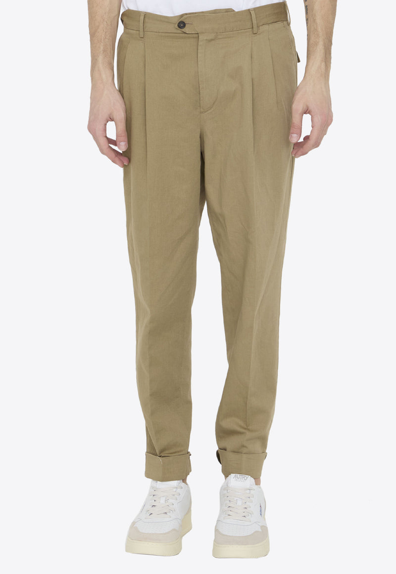 PT Torino Straight-Leg Linen Pants Beige COZLCLZB0REW-BP71-0060