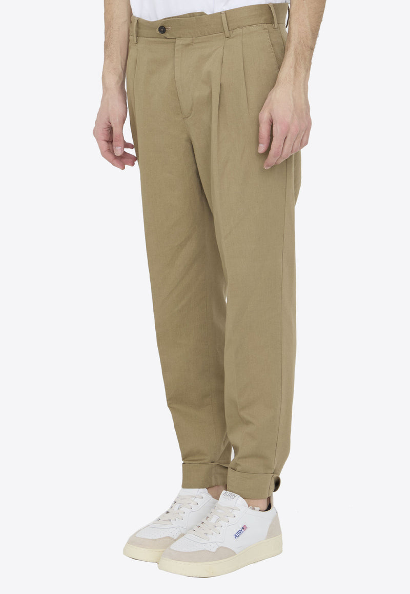 PT Torino Straight-Leg Linen Pants Beige COZLCLZB0REW-BP71-0060