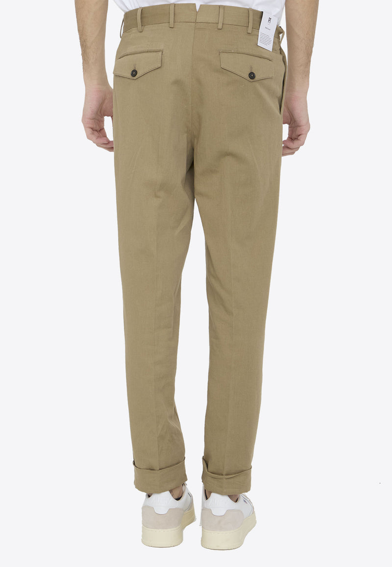 PT Torino Straight-Leg Linen Pants Beige COZLCLZB0REW-BP71-0060