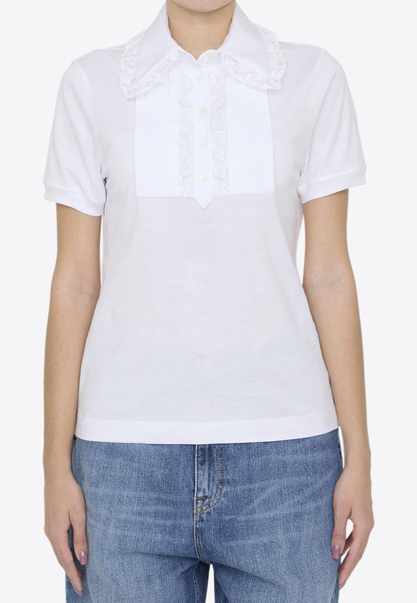 Dolce & Gabbana Lace-Inserts Polo T-shirts White F8V05T-GDCH6-W0800