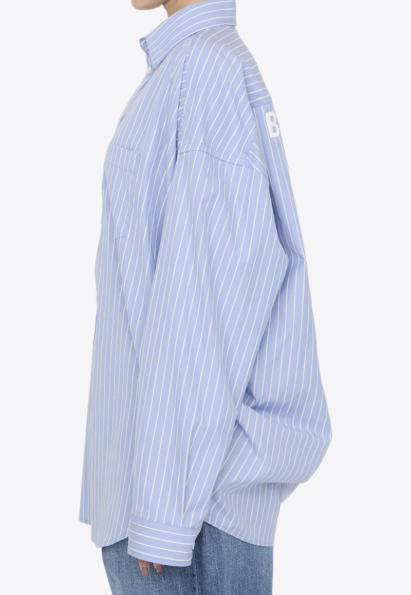 Balenciaga Oversized Long-Sleeved Stripe Shirt Blue 725395-TQM16-3965
