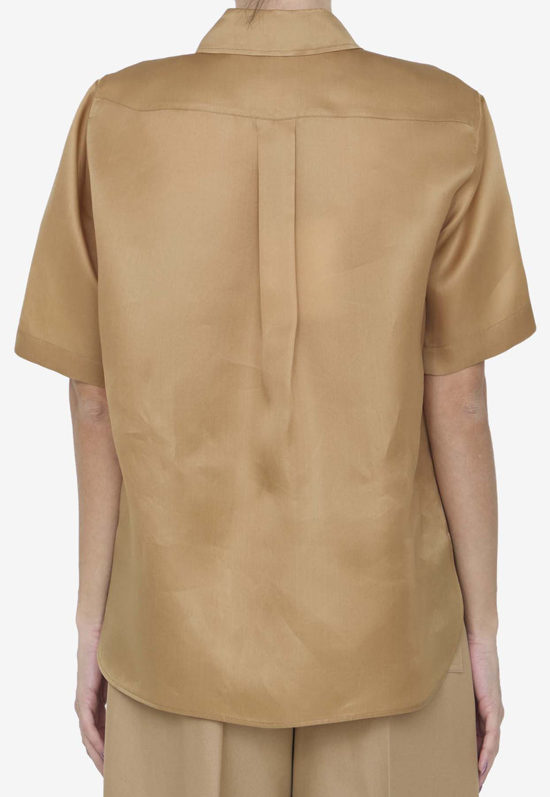 Max Mara Acanto Short-Sleeved Silk Shirt Brown 2411111133-600-004