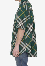 Burberry Short-Sleeved Checked Shirt Green 8082903--B8660