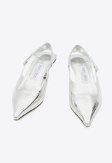 Jimmy Choo Amel 50 Slingback Heeled Pumps Silver AMEL50-QUI-SILVER