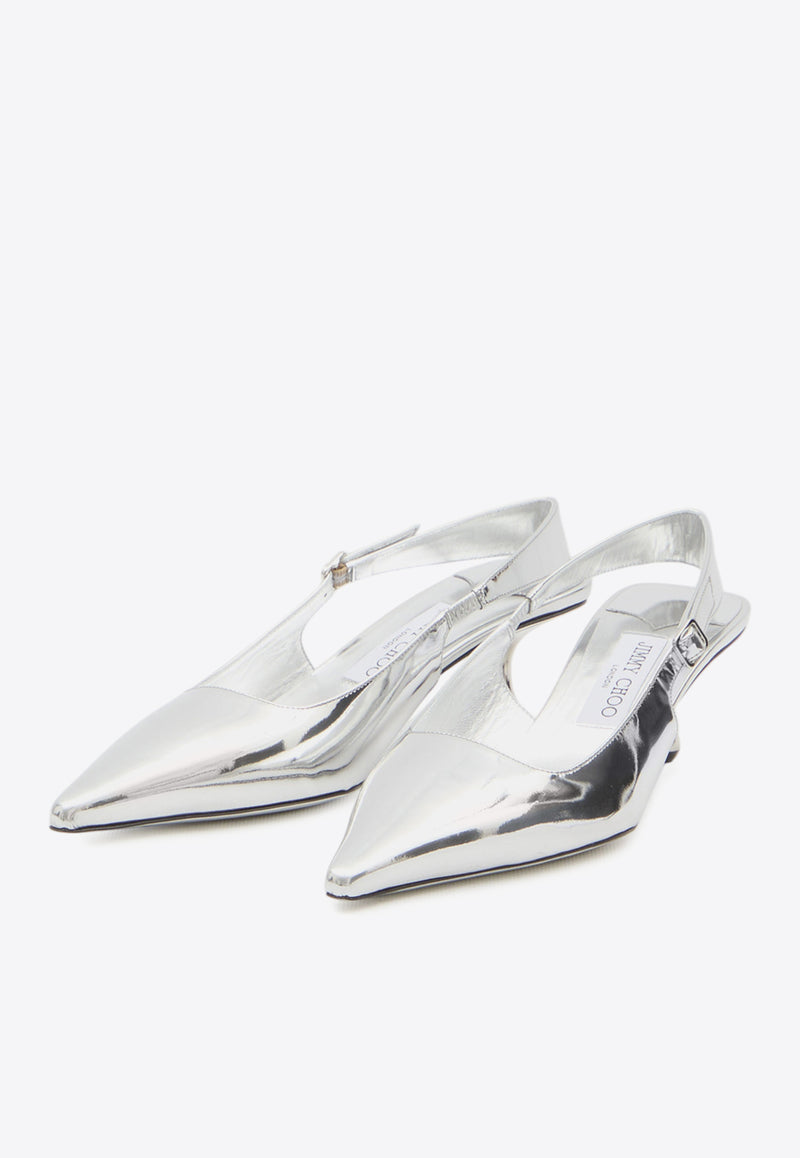 Jimmy Choo Amel 50 Slingback Heeled Pumps Silver AMEL50-QUI-SILVER