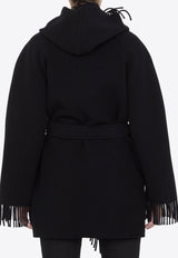 Balenciaga Fringe Wool Coat Black 772968-TPU04-1000