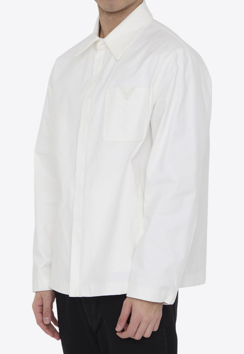 Valentino Rubberized-V Zip-Up Shirt Jacket White 4V0CJJ10-9UA-A03