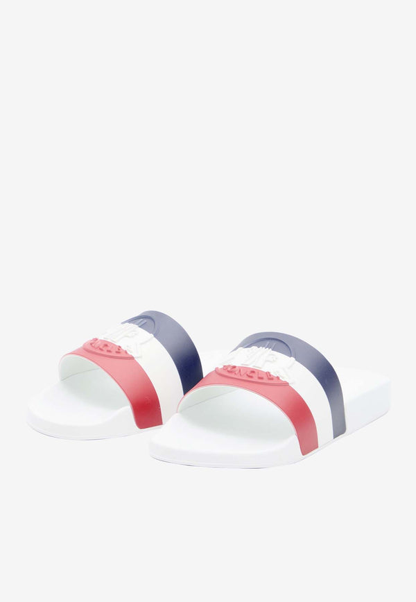 Moncler Basile Logo Pool Slides White 4C00030-01A49-002