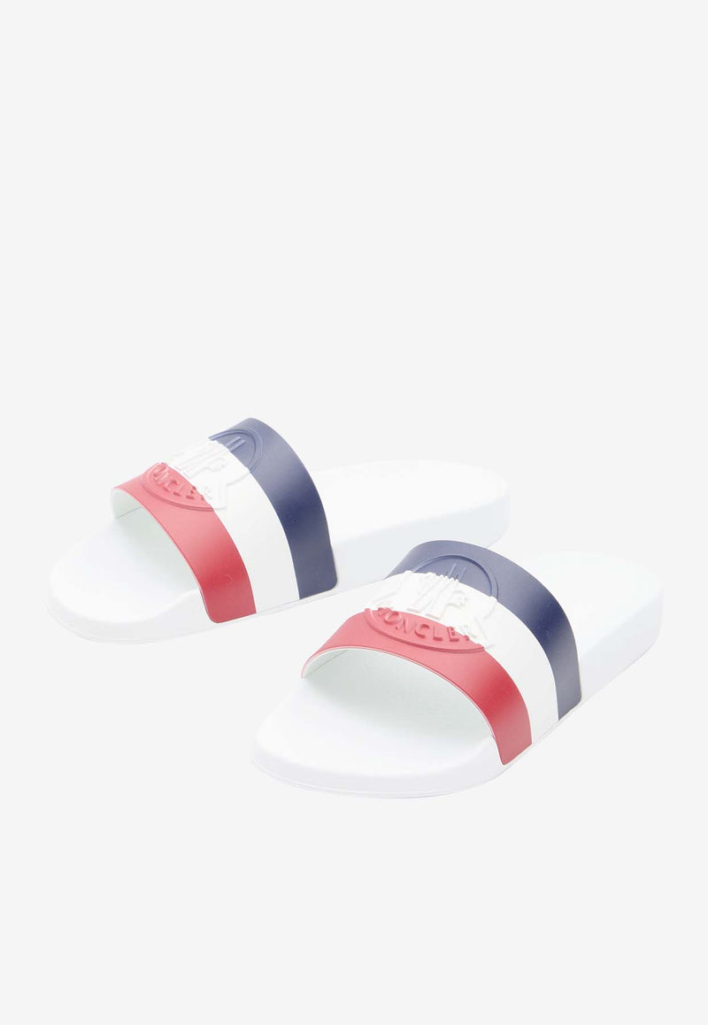 Moncler Basile Logo Pool Slides White 4C00030-01A49-002