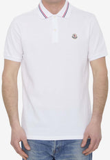 Moncler Log Patch Piquet Polo T-shirt White 8A00021-89A16-002