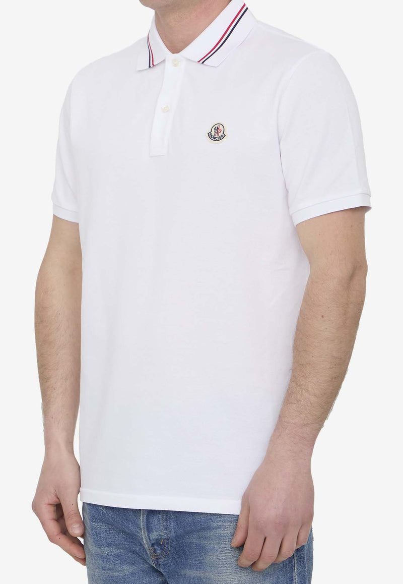 Moncler Log Patch Piquet Polo T-shirt White 8A00021-89A16-002