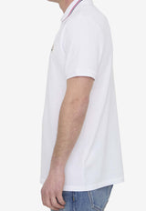 Moncler Log Patch Piquet Polo T-shirt White 8A00021-89A16-002