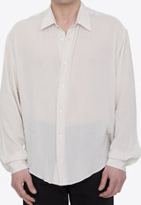 AMI PARIS Logo Embroidered Button-Up Shirt White USH126-VI0016-193