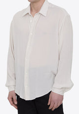 AMI PARIS Logo Embroidered Button-Up Shirt White USH126-VI0016-193