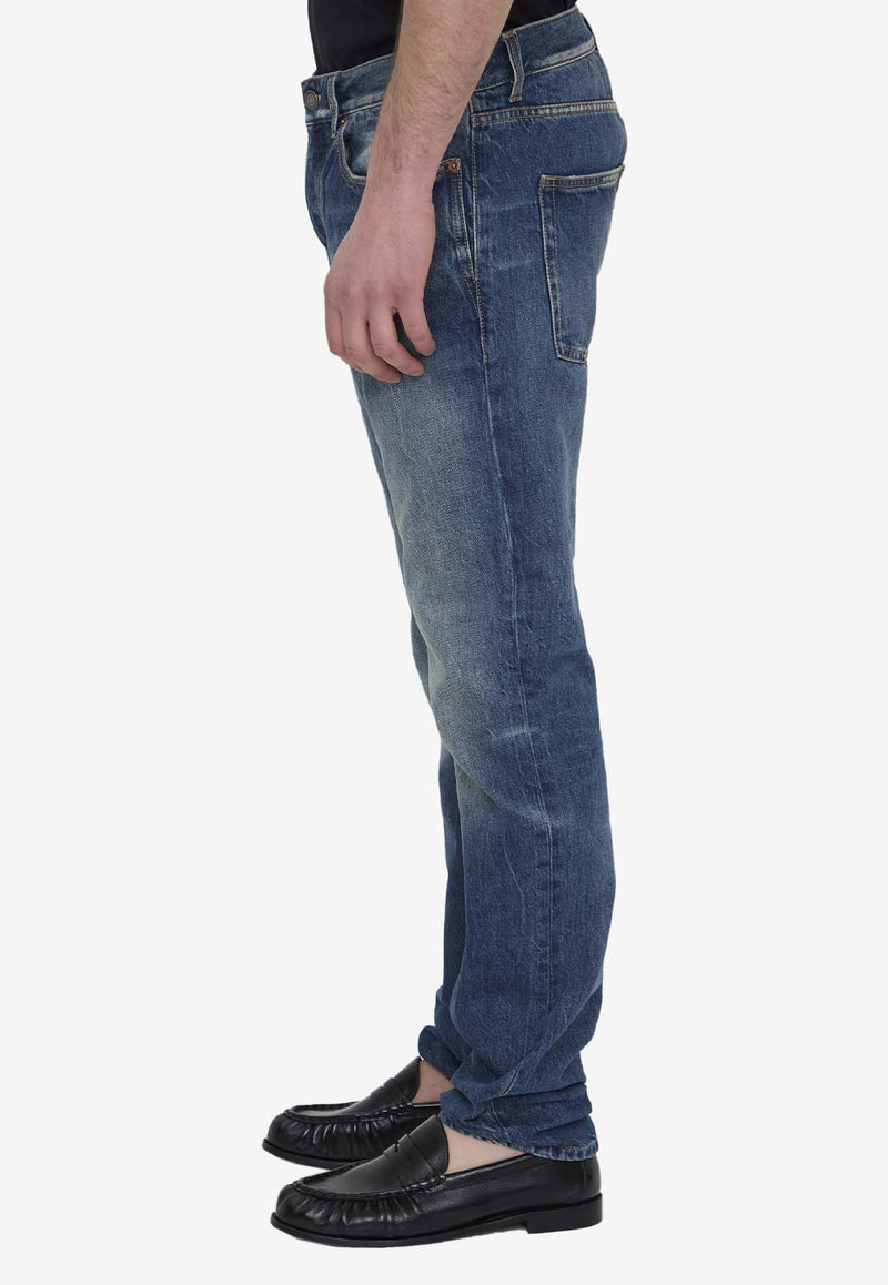 Saint Laurent Low-Rise Straight Denim Blue 597052-YV970-5017