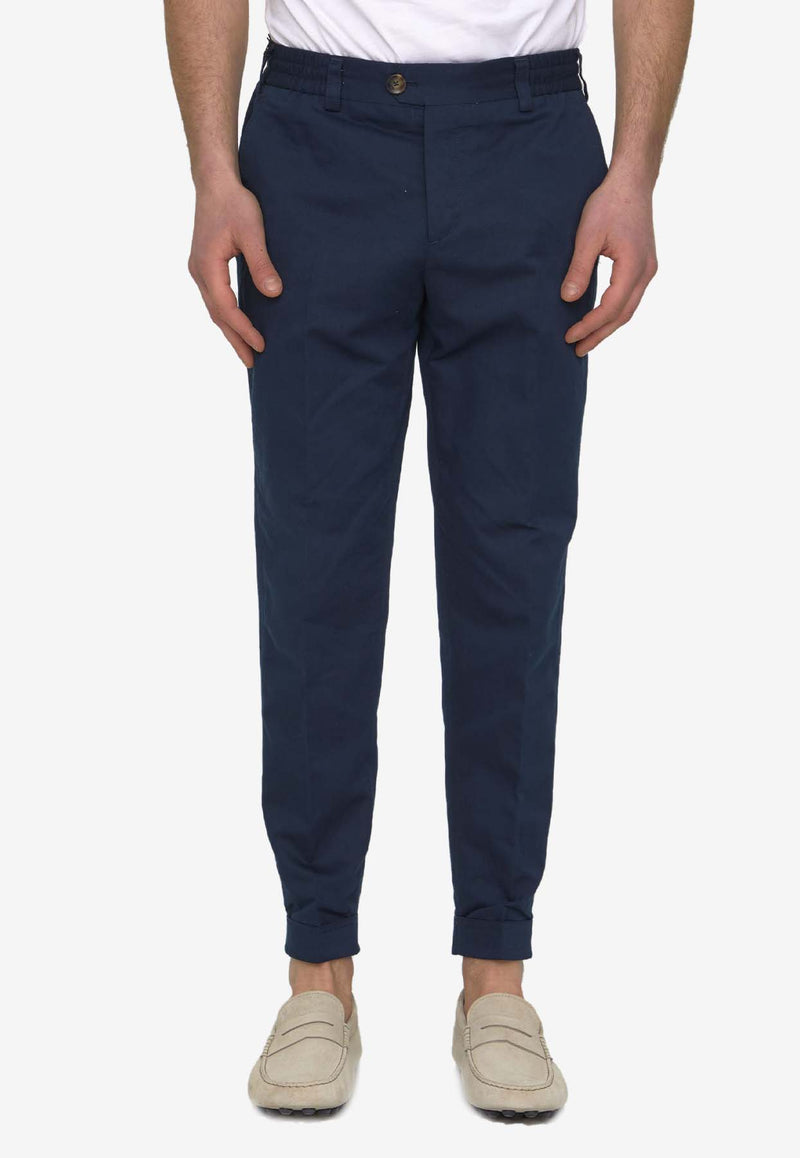 PT Torino Tapered-Leg Linen-Blend Pants Blue CORTRBB30REW-BP65-0360