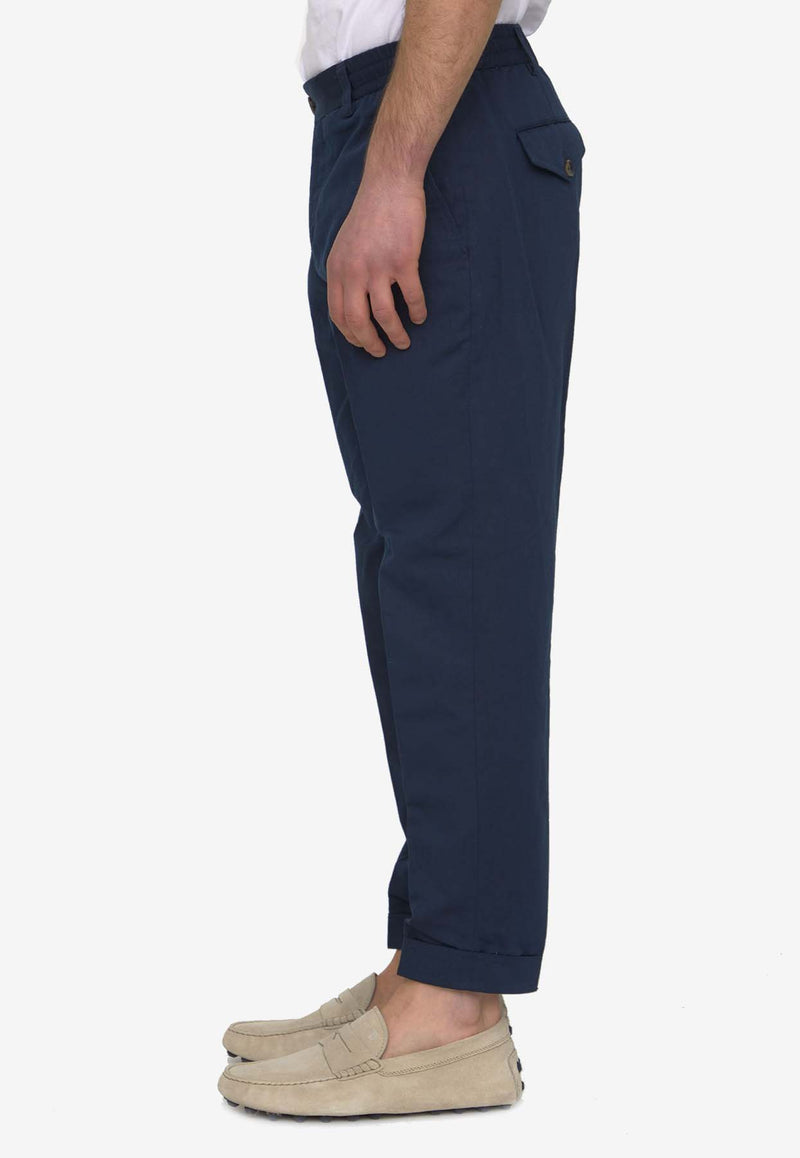 PT Torino Tapered-Leg Linen-Blend Pants Blue CORTRBB30REW-BP65-0360