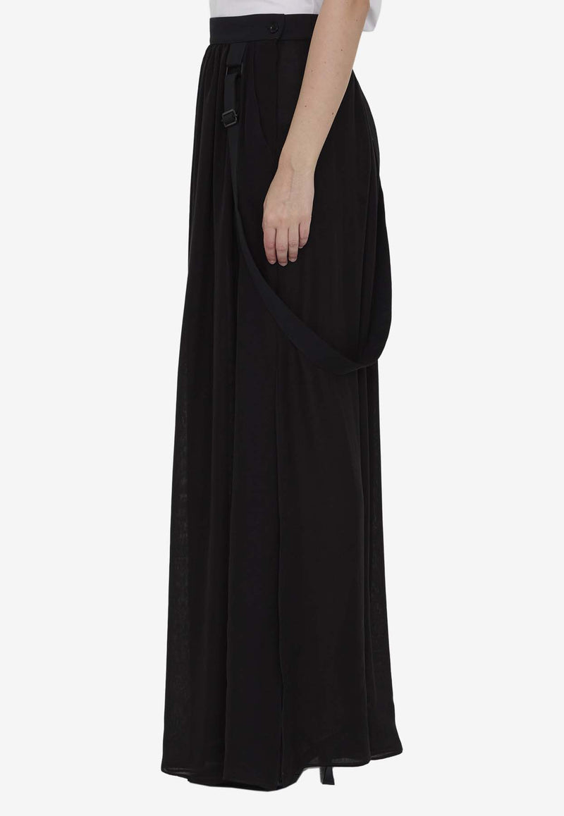 Max Mara Jedy Silk Chiffon Maxi Skirt Black 2411101053-600-004