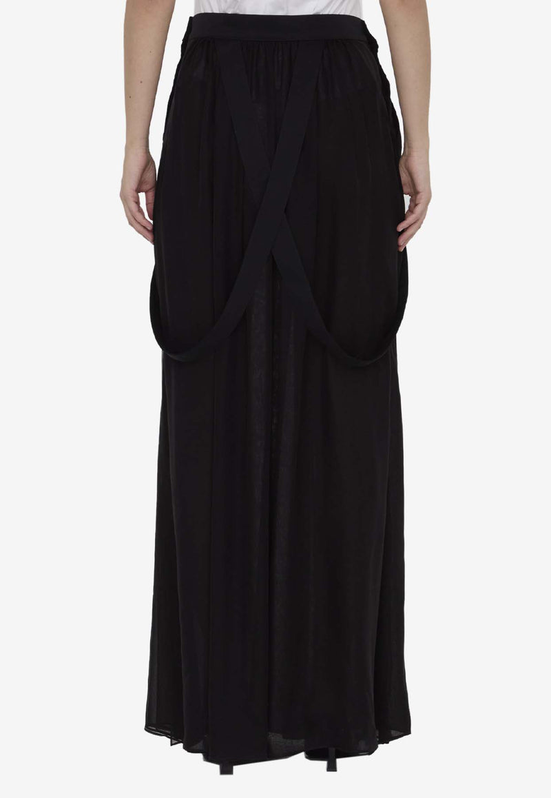 Max Mara Jedy Silk Chiffon Maxi Skirt Black 2411101053-600-004