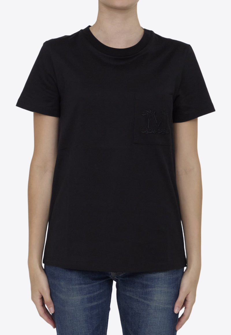 Max Mara Papaia Logo Embroidered T-shirt Black 2421946011-600-002