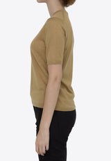 Max Mara Warren Silk and Cashmere Knit Top Beige 2421366101-600-003