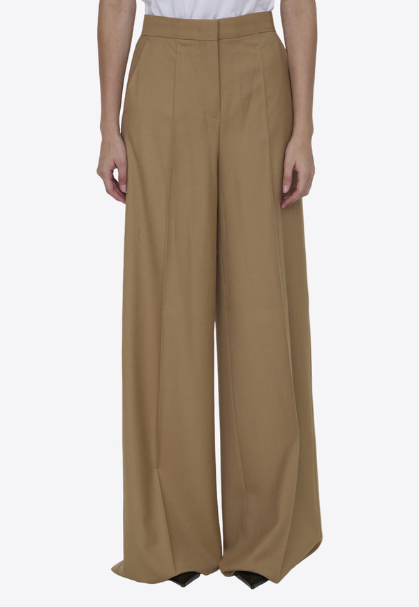 Max Mara Senna Wide-Leg Wool Pants Brown 2421136101-600-003