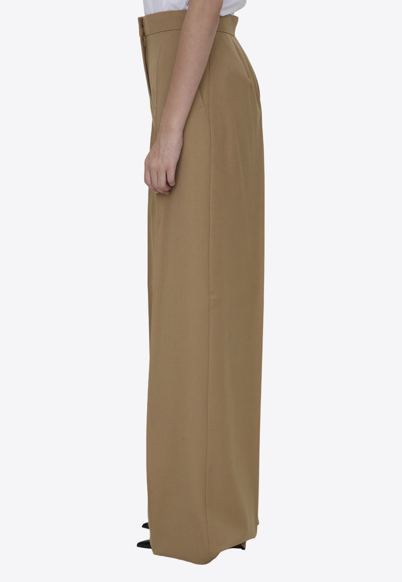 Max Mara Senna Wide-Leg Wool Pants Brown 2421136101-600-003