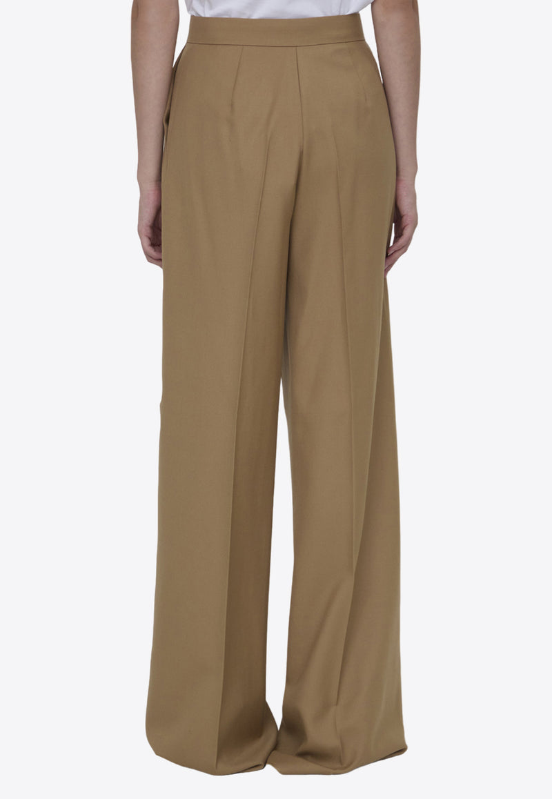 Max Mara Senna Wide-Leg Wool Pants Brown 2421136101-600-003